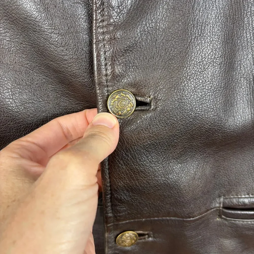 VINTAGE Brown Leather Jacket Distressed Patina size 54 (52